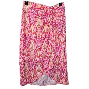 LOFT Women’s Melrose Pink Paisley Midi Beach Festival Tied Knot Front Skirt 12